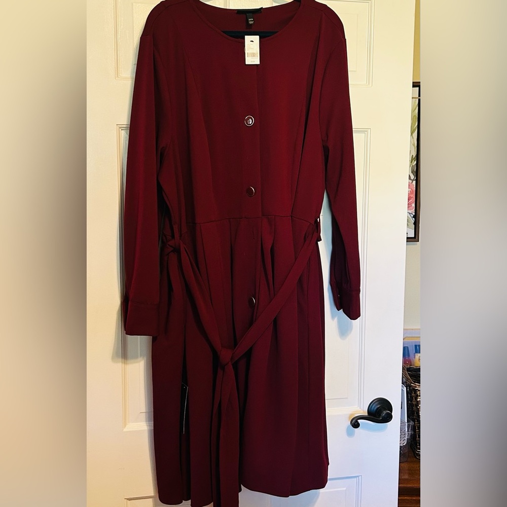 Lane Bryant Deep Red Long Sleeve Dress